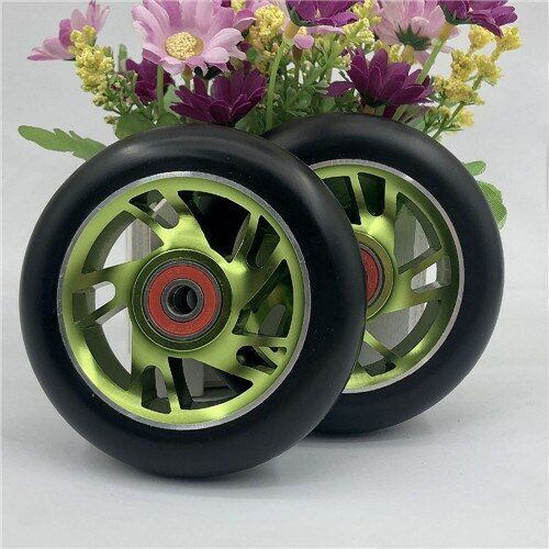 4pcs Stunt Scooter Wheels 100mm Aluminum Alloy Hub High-elastic PU Skates Wheels