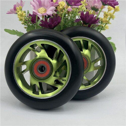 4pcs Stunt Scooter Wheels 100mm Aluminum Alloy Hub High-elastic PU Skates Wheels