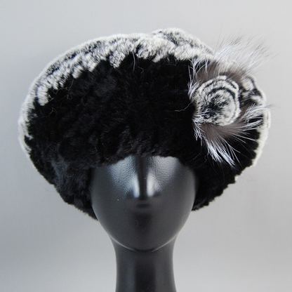 New Arrival Winter Women Fur Beret Hat Natural Fur Hats Warm Knit Rabbit Fur Cap