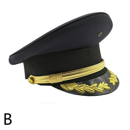 Army Officer Hat Captain Cap Black Soldier Fancy Dress Military Performance New