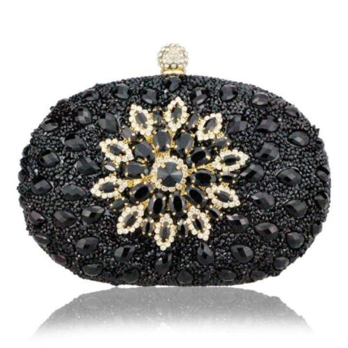 Wedding Silver Floral Crystal Clutch Bag Wallet Purse Handbags Nylon Hasp Women