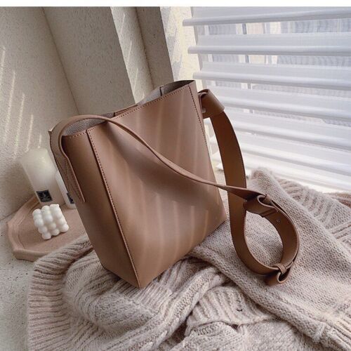 Casual Wide Strap Bucket Bag Shoulder Crossbody Bag Large Purse Messenger Bags