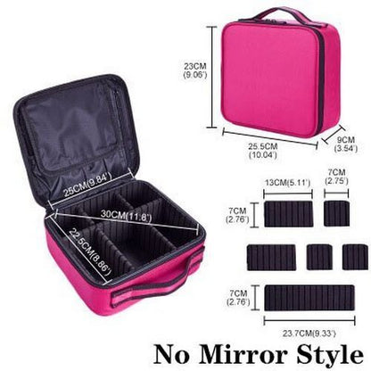 Makeup Case Traveling Cosmetic Bag Make Up Storage Box Nail Tool Suitcases Solid