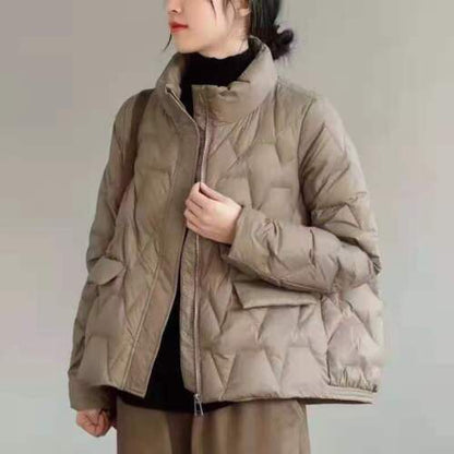 Womens Korean Fashion Duck Down Puffer Jacket Stand Collar Parka Winter Outwear