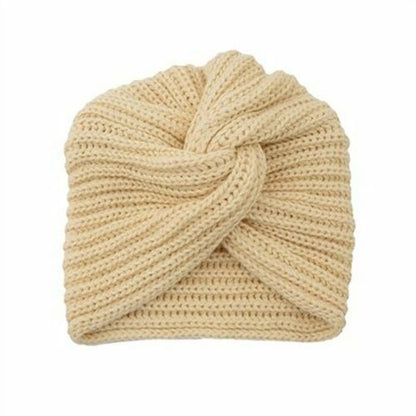 Turban Hats Women Knitted Cashmere Cross Wrap Head Hat Wool Knitting Bonnet Cap