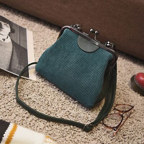 Canvas Clip Synthetic Leather Bag Shoulder Purse Shell Crossbody Bags 19*9*17CM
