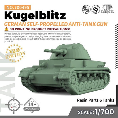 SS495 1/200/350/700 Model German Kugelblitz Self-Propelled Anti-Tank Gun