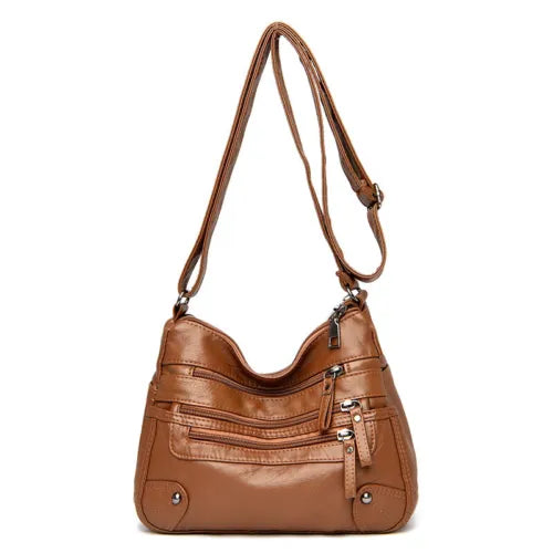 Women's Cross Body Messenger Bag Fashion Pu Leather Wide Shoulder Strap Handbag