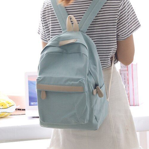 Small/Big Canvas Backpack Solid Color School Schoolbag Traveling Shoulder Bags