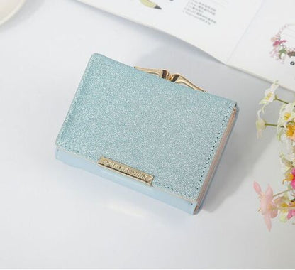 Shiny Wallet Three Fold Wallet Coin Pocket Purse Simple Clutch Bags Polyester