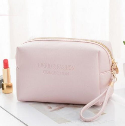 Large Cosmetic Bag Synthetic Leather Waterproof Zipper Makeup Traveling Case 1PC
