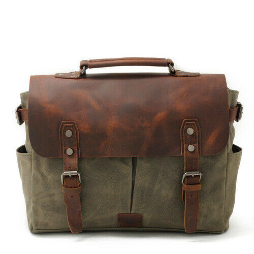 Retro Bag Canvas Leather Shoulder Messenger Portable Document Bag Knight Bag