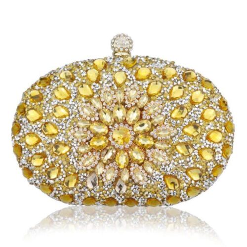 Wedding Silver Floral Crystal Clutch Bag Wallet Purse Handbags Nylon Hasp Women