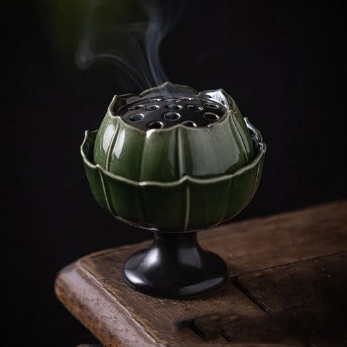 Creative Ceramic Lotus Incense Burner Home Indoor Incense Line Incense Burner