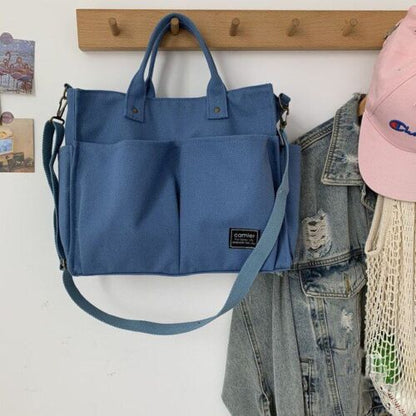 Shopping Bag Handbag Cotton Canvas Shoulder Tote Messenger Bag 32*12*27 Cm Purse