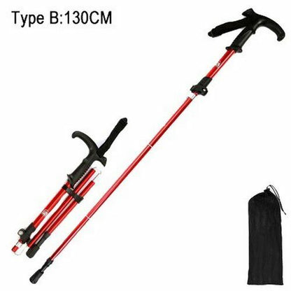 Fold Trekking Pole Portable Hiking Camping Stick Telescopic Nordic Walking Stick