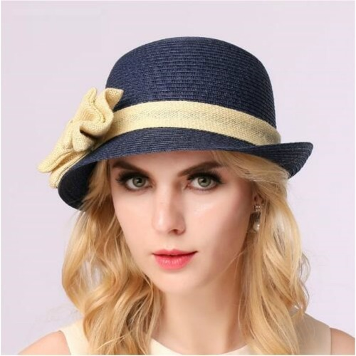 New Fashion Straw Sun Hat Summer Sun Cap with Bow Foldable Female Outside Hat
