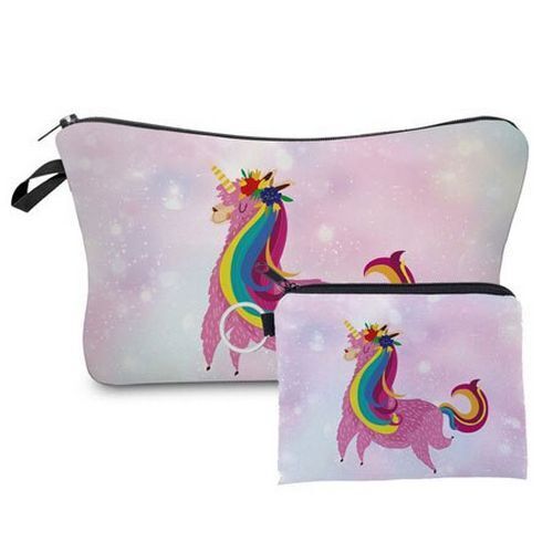 2 PCS Makeup Bag Animal Pattern Cosmetic Bag Set Women Combination Organizer Bag