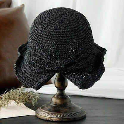 Bow Sun Hat Parent-child Wide Brim Floppy Beach Panama Straw Bucket Femme Shade