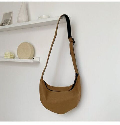 Canvas Crossbody Bags Dumpling Shape Shoulder Bag Large Tote Messenger Big Purse