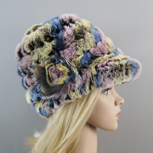 Women Winter Rabbit Fur Caps Warm Real Rabbit Fur Hats Natural Soft Knitted Hat