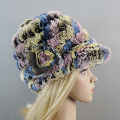 Women Winter Rabbit Fur Caps Warm Real Rabbit Fur Hats Natural Soft Knitted Hat
