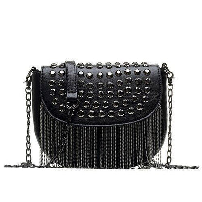 Women Bags Leather Shoulder Bags Sexy Shoulder Bag Lady Black Tassel Chains