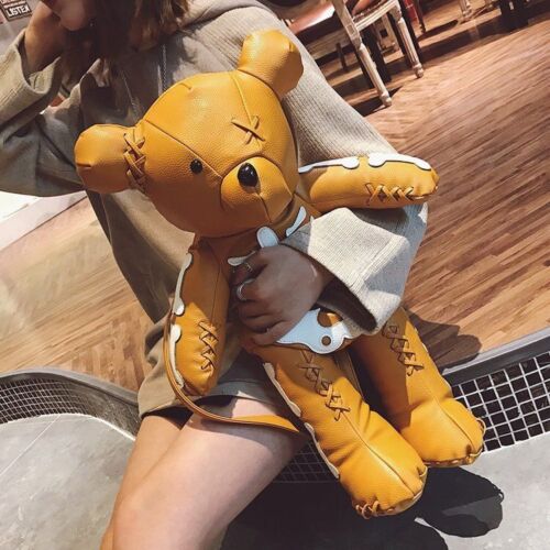 Black Plush Doll Bag Women Cute Funny Backpack Flannel Soft Handle 20L Traveling