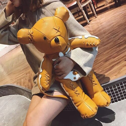 Black Plush Doll Bag Women Cute Funny Backpack Flannel Soft Handle 20L Traveling