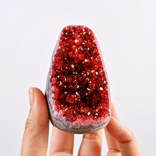 1PC Wine Red Geode Cluster with Display Stand Premium Crystal Home Office Decor