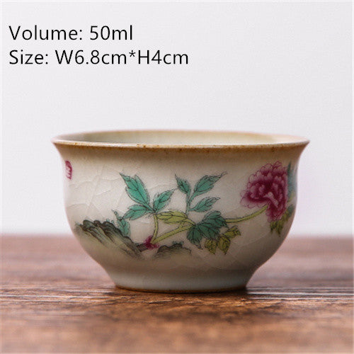 Antique Tea Cup Ruyao Kungfu Cup Of Tea Handpainted Master Cup Crackle Glaze New