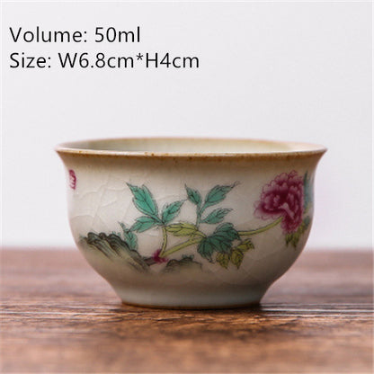 Antique Tea Cup Ruyao Kungfu Cup Of Tea Handpainted Master Cup Crackle Glaze New