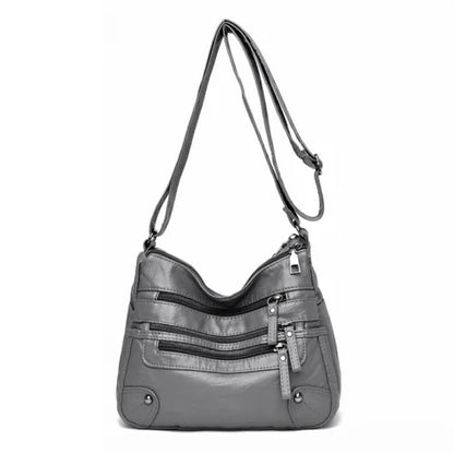 Women's Cross Body Messenger Bag Fashion Pu Leather Wide Shoulder Strap Handbag