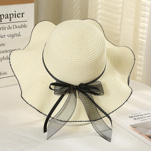 Foldable Wide Brim Floppy Girls Straw Hat Sun Hat Beach Summer Hat Protect Cap