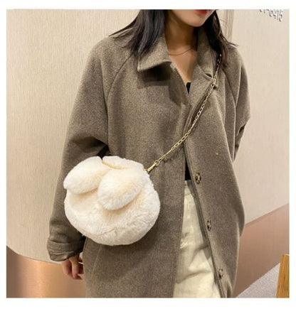Clip Shoulder Bag Faux Clutch Purse Handbag Soft Plush Messenger Bags 20*18*8 CM