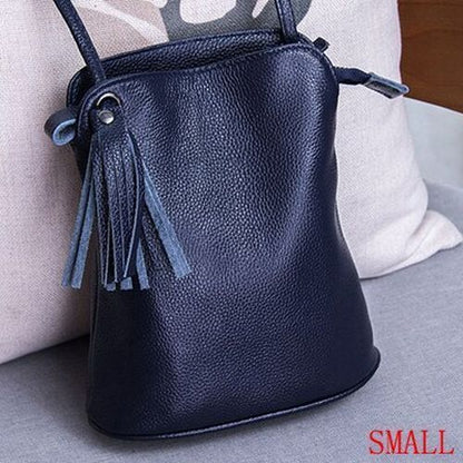 Genuine Leather Tassel Crossbody Bag Small Shoulder Purse Money Messenger Bags
