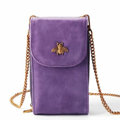 Women Leather Phone Purse Card Holders Crossbody Shoulder Bag With Chain Strap