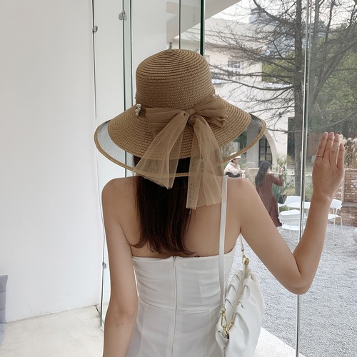 Foldable Wide Brim Floppy Girls Straw Hat Sun Hat Beach Summer Hat Protect Cap