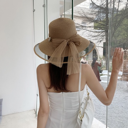 Foldable Wide Brim Floppy Girls Straw Hat Sun Hat Beach Summer Hat Protect Cap