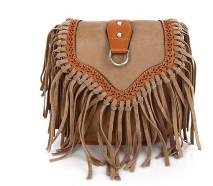 Bohemian Bag Spirit Tassel Crossbody Purse Retro Shoulder Bag 20*18*9 CM Canvas