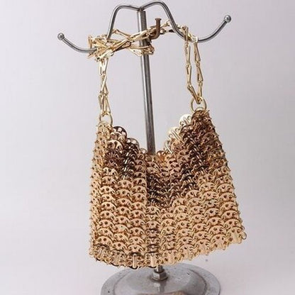 Luxury Bag Metal Sequins Chain Woven Bag Clutch Shoulder Handbag Bag 19*11*1 CM