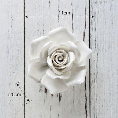 White Flower Wall Stickers Modern 3D Ceramic Decoration TV Background Art Murals