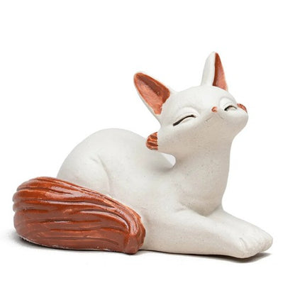 Yixing Purple Sand Tea Pet Handmade White Section Mud Make Fox Figurine Tea Play