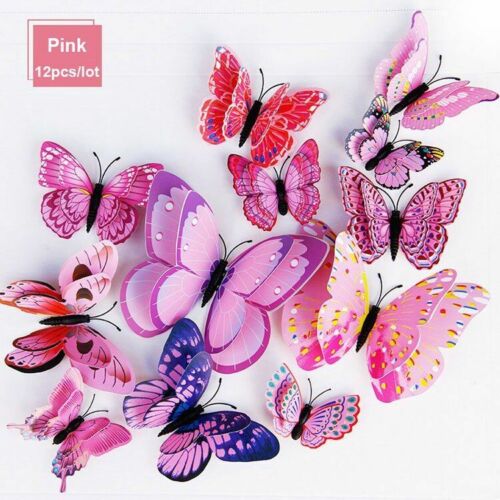 Wall Sticker 3D Double Layer Butterfly Home Decoration Decal Party Fridge Magnet