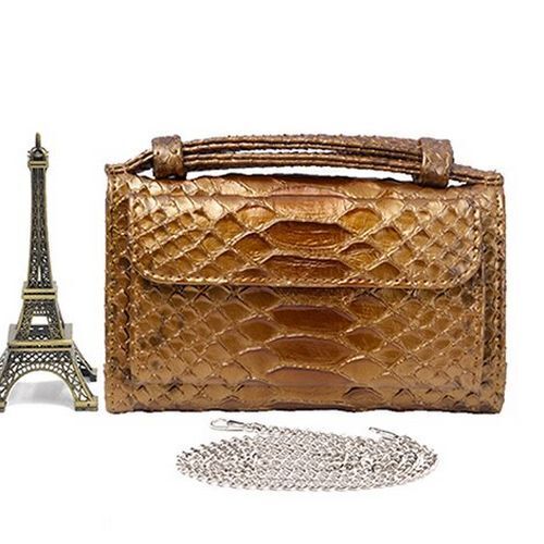 Leather Clutch Crossbody Bag Gold Luxury Serpentine Clutch Purse Messenger Bags