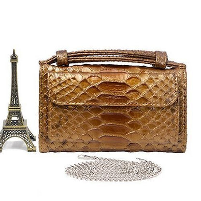 Leather Clutch Crossbody Bag Gold Luxury Serpentine Clutch Purse Messenger Bags
