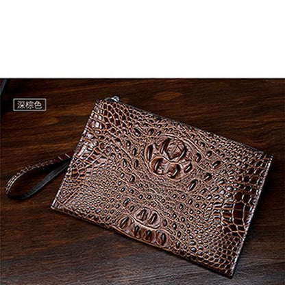 Crocodile Pattern Genuine Leather Envelope Bag Men Clutch Wristlets Bag Cowhide