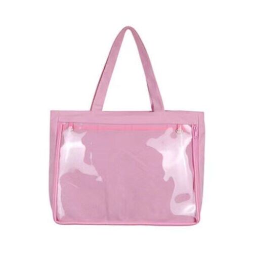35*25*5CM Bag Women Canvas Bag PVC Transparent Purse Shoulder Bag Satchels Pink