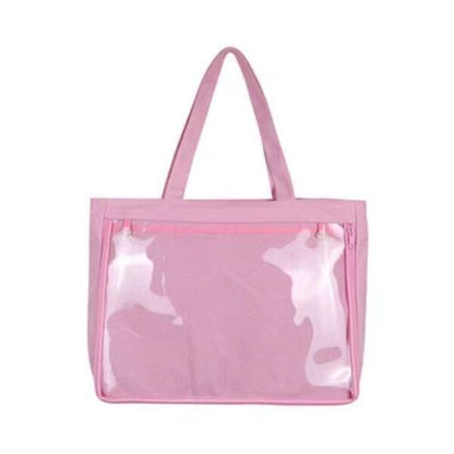 35*25*5CM Bag Women Canvas Bag PVC Transparent Purse Shoulder Bag Satchels Pink