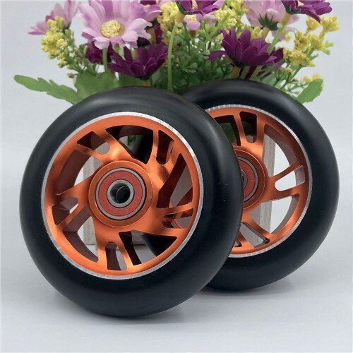 4pcs Stunt Scooter Wheels 100mm Aluminum Alloy Hub High-elastic PU Skates Wheels